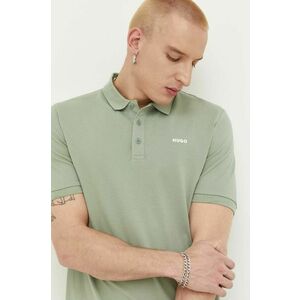 Bavlnené polo tričko HUGO zelená farba, jednofarebné vyobraziť