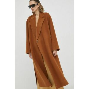 Vlnený kabát By Malene Birger Ayvian hnedá farba, prechodný, oversize vyobraziť