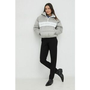 Bunda Calvin Klein Jeans dámska, šedá farba, zimná, oversize vyobraziť