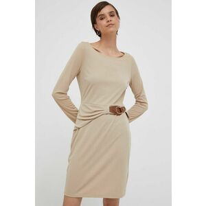 Šaty Lauren Ralph Lauren béžová farba, mini, priliehavá vyobraziť