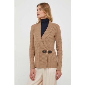 Bavlnený sveter Lauren Ralph Lauren dámsky, béžová farba, tenký vyobraziť