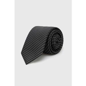 Kravata s prímesou hodvábu HUGO čierna farba vyobraziť
