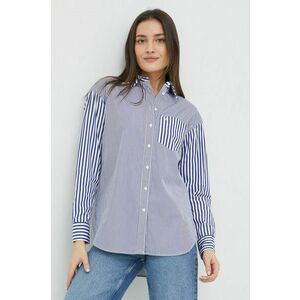 Bavlnená košeľa Lauren Ralph Lauren dámska, voľný strih, s klasickým golierom vyobraziť