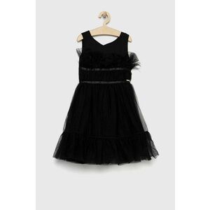 Dievčenské šaty Guess čierna farba, mini, áčkový strih vyobraziť