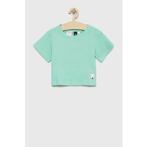 Detské bavlnené tričko adidas tyrkysová farba vyobraziť