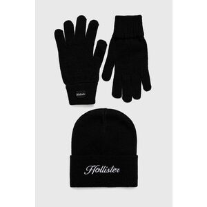Čiapka a rukavice Hollister Co. čierna farba vyobraziť