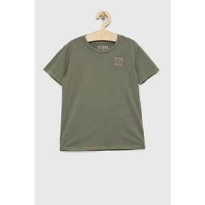 Obojstranné bavlnené tričko Guess zelená farba, jednofarebný vyobraziť