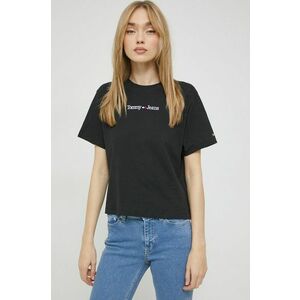 Bavlnené tričko Tommy Jeans čierna farba vyobraziť