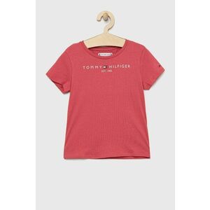 Detské bavlnené tričko Tommy Hilfiger ružová farba vyobraziť