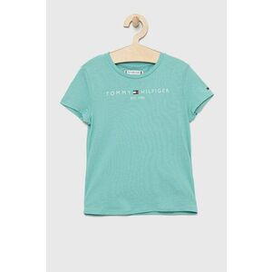 Detské bavlnené tričko Tommy Hilfiger tyrkysová farba vyobraziť