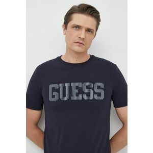 Tričko Guess pánske, tmavomodrá farba, s potlačou vyobraziť