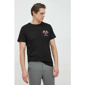 Bavlnené tričko Guess čierna farba, s potlačou vyobraziť