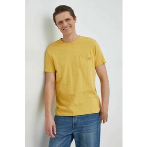 Bavlnené tričko Guess béžová farba, jednofarebné vyobraziť