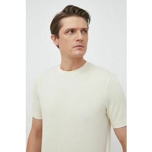 Bavlnené tričko BOSS béžová farba, jednofarebné vyobraziť