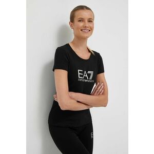 Tričko EA7 Emporio Armani dámsky, čierna farba vyobraziť