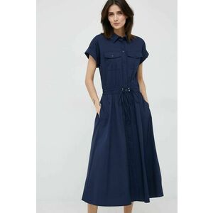 Šaty Lauren Ralph Lauren tmavomodrá farba, midi, áčkový strih vyobraziť