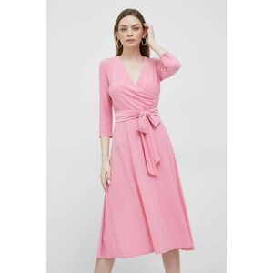 Šaty Lauren Ralph Lauren ružová farba, mini, áčkový strih vyobraziť