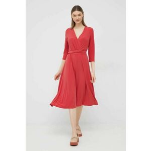 Šaty Lauren Ralph Lauren červená farba, mini, áčkový strih vyobraziť