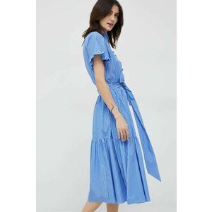 Bavlnené šaty Lauren Ralph Lauren midi, áčkový strih vyobraziť