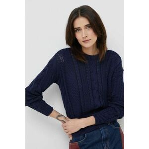 Bavlnený sveter Lauren Ralph Lauren dámsky, tmavomodrá farba, tenký vyobraziť