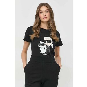 Bavlnené tričko Karl Lagerfeld čierna farba vyobraziť