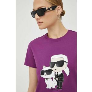 Bavlnené tričko Karl Lagerfeld fialová farba vyobraziť