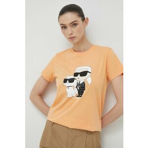 Bavlnené tričko Karl Lagerfeld oranžová farba vyobraziť