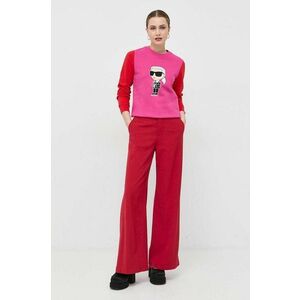 Mikina Karl Lagerfeld dámska, ružová farba, s nášivkou vyobraziť