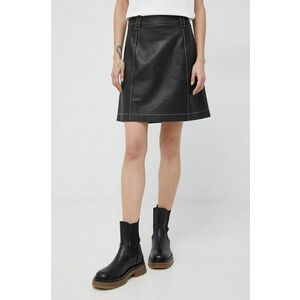 Kožená sukňa PS Paul Smith čierna farba, mini, áčkový strih vyobraziť