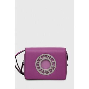 Kožená kabelka Karl Lagerfeld fialová farba vyobraziť