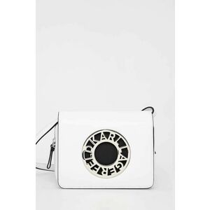 Kožená kabelka Karl Lagerfeld biela farba vyobraziť