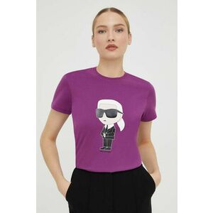 Bavlnené tričko Karl Lagerfeld fialová farba vyobraziť
