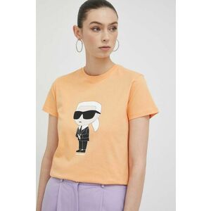 Bavlnené tričko Karl Lagerfeld oranžová farba vyobraziť