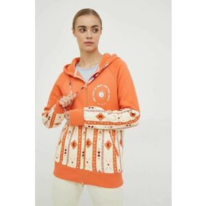 Mikina Femi Stories dámska, oranžová farba, s kapucňou, vzorovaná vyobraziť