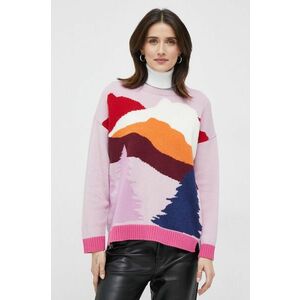 Vlnený sveter United Colors of Benetton dámsky, ružová farba vyobraziť