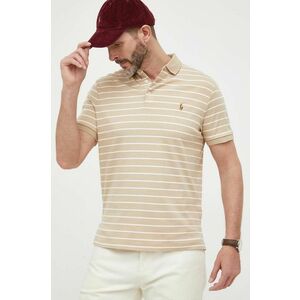 Bavlnené polo tričko Polo Ralph Lauren béžová farba, vzorované vyobraziť