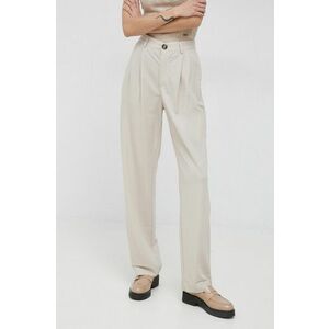 Nohavice Pepe Jeans Colette dámske, béžová farba, rovné, vysoký pás vyobraziť