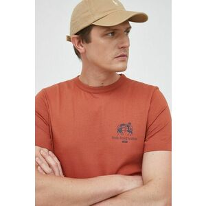 Bavlnené tričko Selected Homme hnedá farba, s potlačou vyobraziť