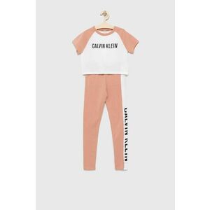 Detské pyžamo Calvin Klein Underwear hnedá farba, s potlačou vyobraziť