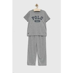 Detské pyžamo Polo Ralph Lauren šedá farba, s potlačou vyobraziť