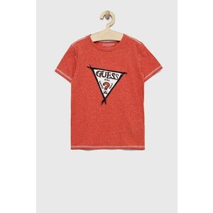 Detské tričko Guess červená farba, s nášivkou vyobraziť