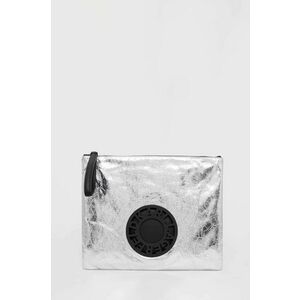 Kožená listová kabelka Karl Lagerfeld strieborná farba vyobraziť