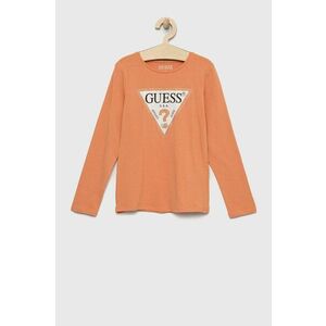 Detské tričko s dlhým rukávom Guess oranžová farba vyobraziť