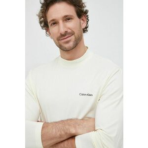 Tričko s dlhým rukávom Calvin Klein pánske, béžová farba, jednofarebné vyobraziť