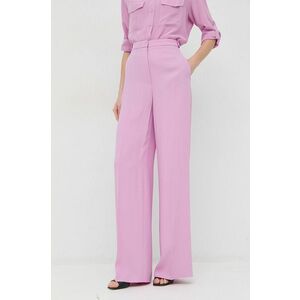 Nohavice BOSS dámske, ružová farba, široké, vysoký pás vyobraziť