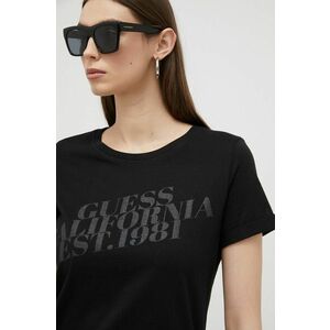 Bavlnené tričko Guess čierna farba vyobraziť