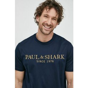 Bavlnené tričko Paul&Shark tmavomodrá farba, s nášivkou vyobraziť