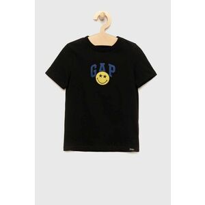 Detské bavlnené tričko GAP x Smiley čierna farba, s potlačou vyobraziť