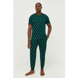 Bavlnené pyžamové nohavice Polo Ralph Lauren zelená farba, vzorovaná vyobraziť