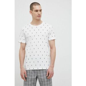 Bavlnené pyžamové tričko Polo Ralph Lauren biela farba, vzorovaná vyobraziť